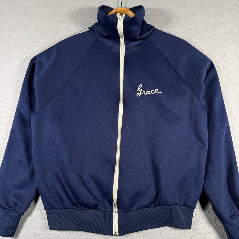 Vintage Sportswear Navy Blue‎ Sugar Ram Grace Full Zip Track Jacket Mens L 80's